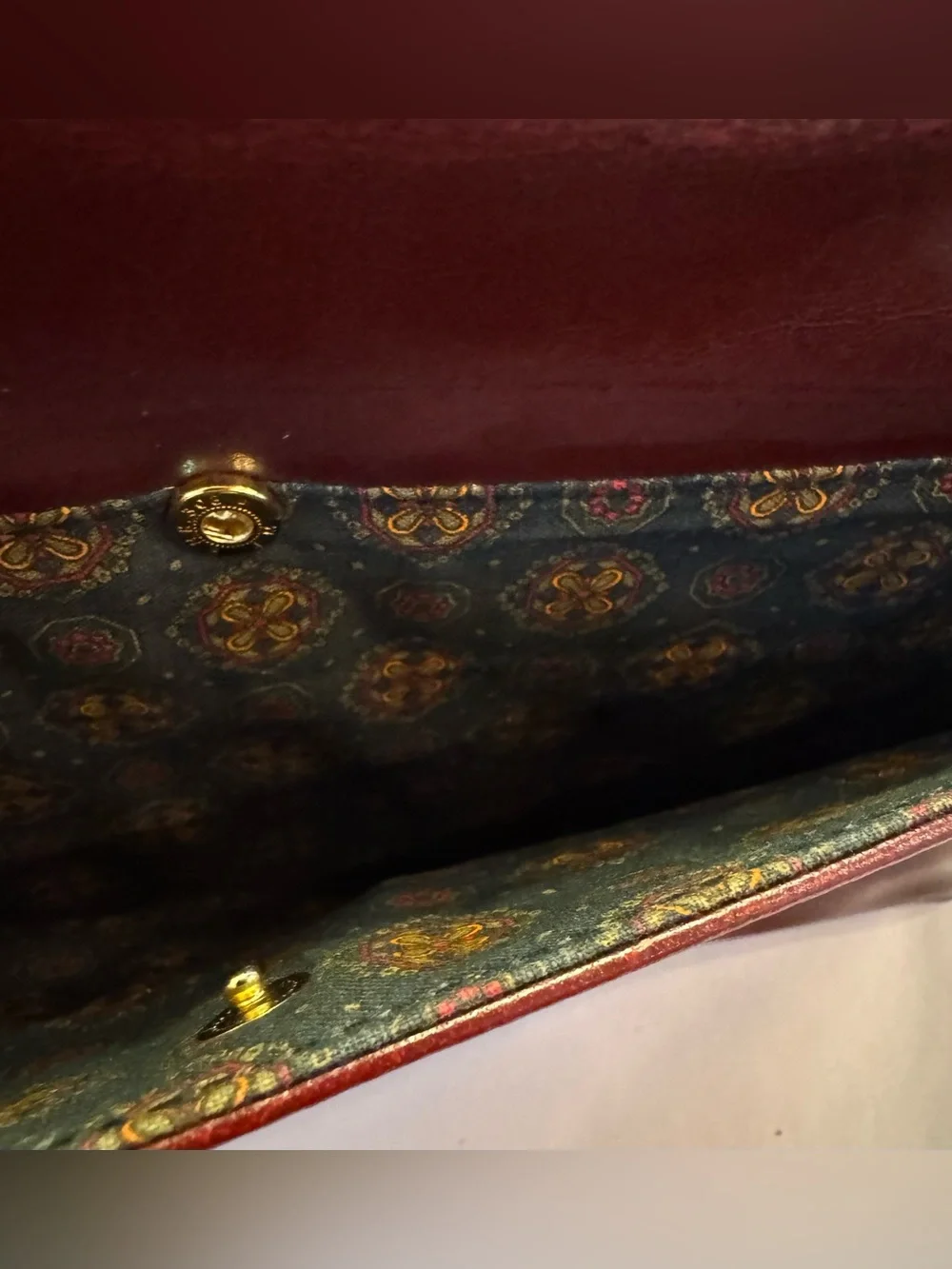 Vintage Belle Rose Burgundy Leather Briefcase Satchel Bag Croc Embossed Trim 80s